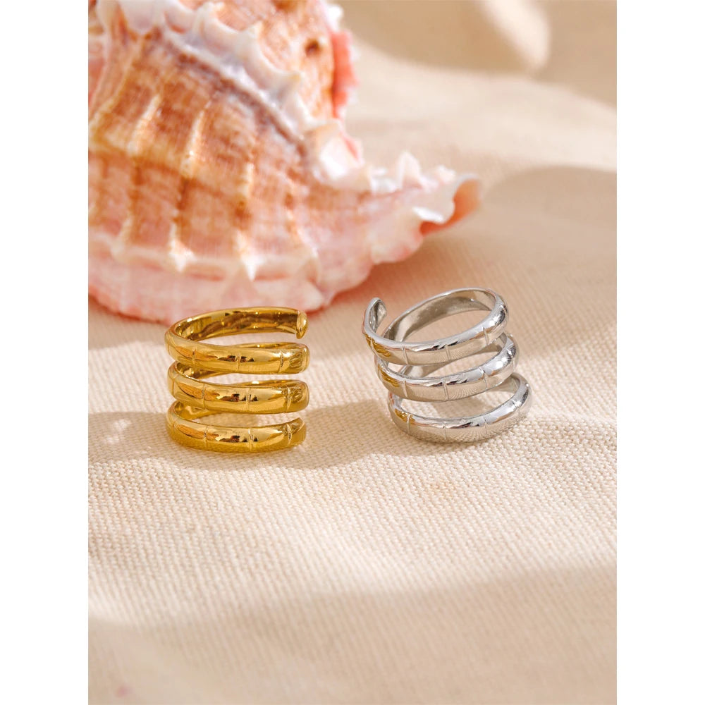 Stylish Stainless Steel Layered Wrapped Ring for Women – Chic & Durable