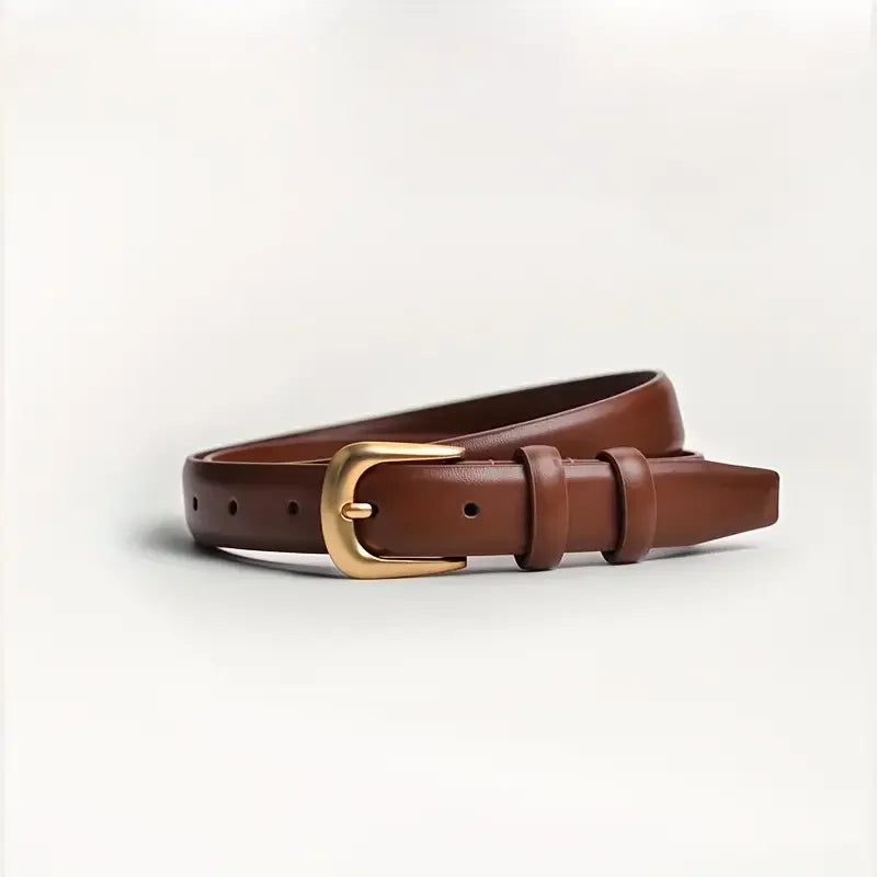 Vintage Black Leather Belt for Women – Retro Buckle, Elegant Accessory for Jeans & Dresses