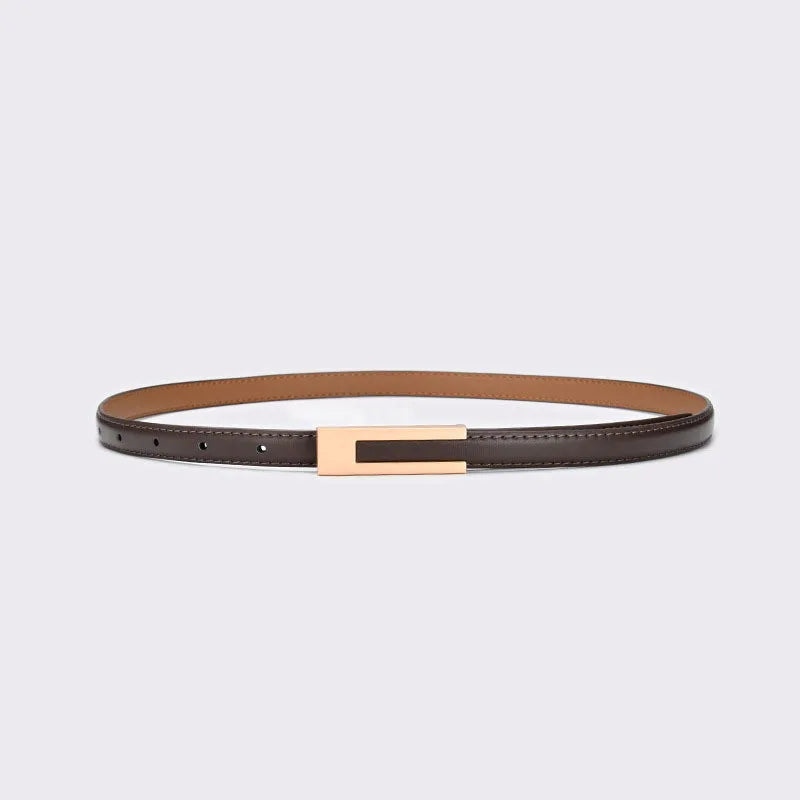 Women’s Slim PU Leather Waist Belt – Adjustable Strap with Metal Buckle for Casual or Smart Wear