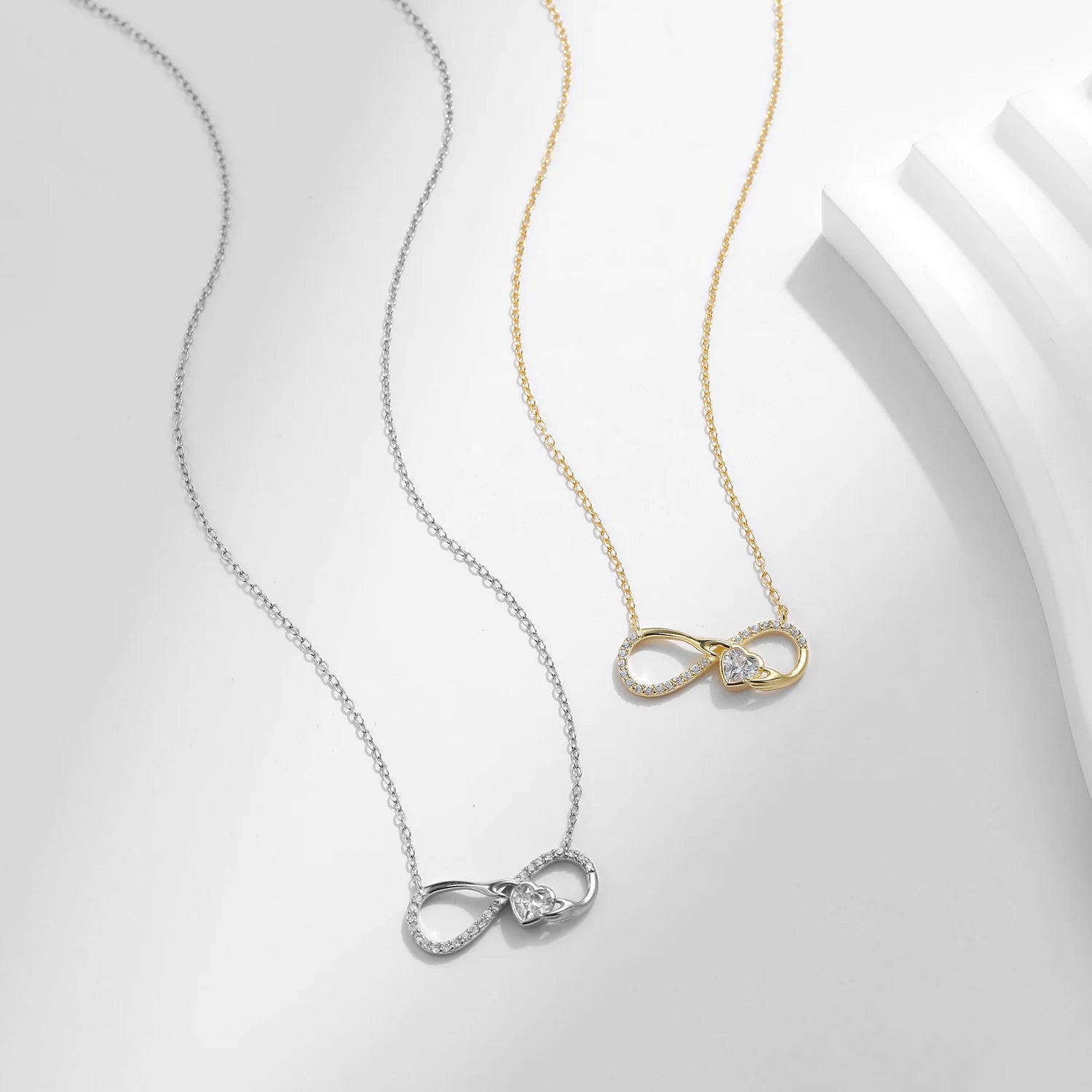 Luxury 925 Silver Infinite Love Necklace with Heart Pendant for Women
