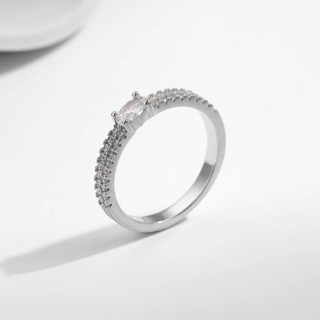 Luxury Sterling Silver Oval Zircon Finger Ring – Timeless Fine Jewelry for Women