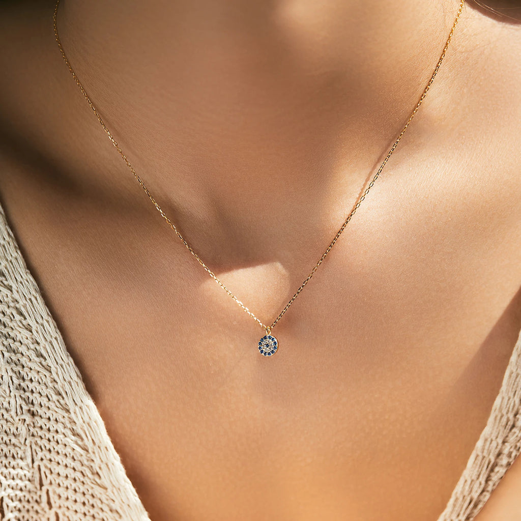 Luxury 925 Sterling Silver Blue Eye Zircon Pendant Necklace for Women