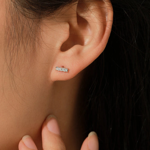 925 Sterling Silver Moissanite Earrings - Fine Stackable Jewelry for Elegant Women