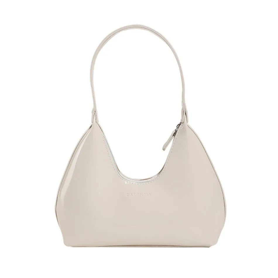 Elegant Women’s Crescent Bag – Solid Color Patent Leather Handbag