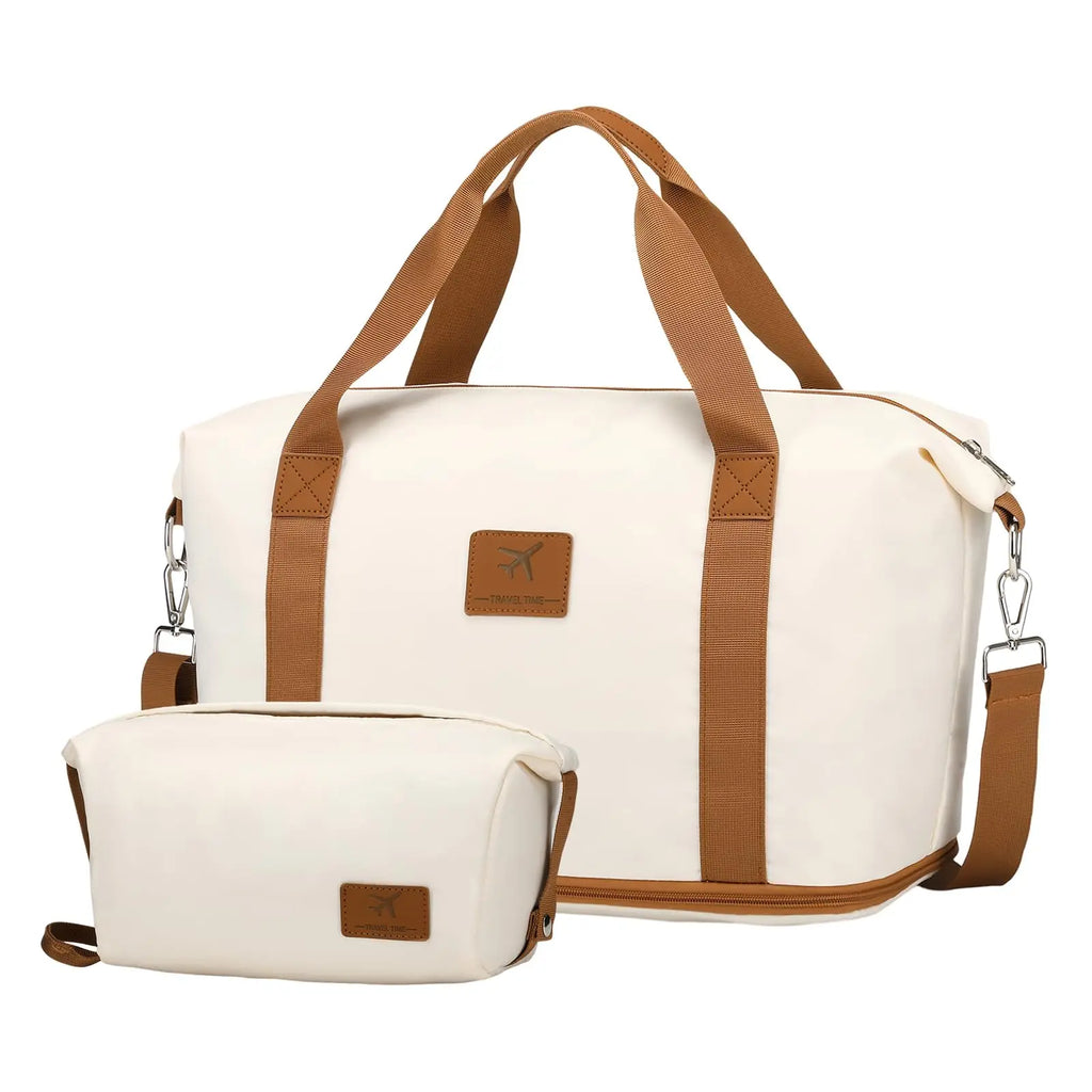 British Traveller Women's Large Expandable Weekender Overnight Duffel Bag with Toiletry Bag