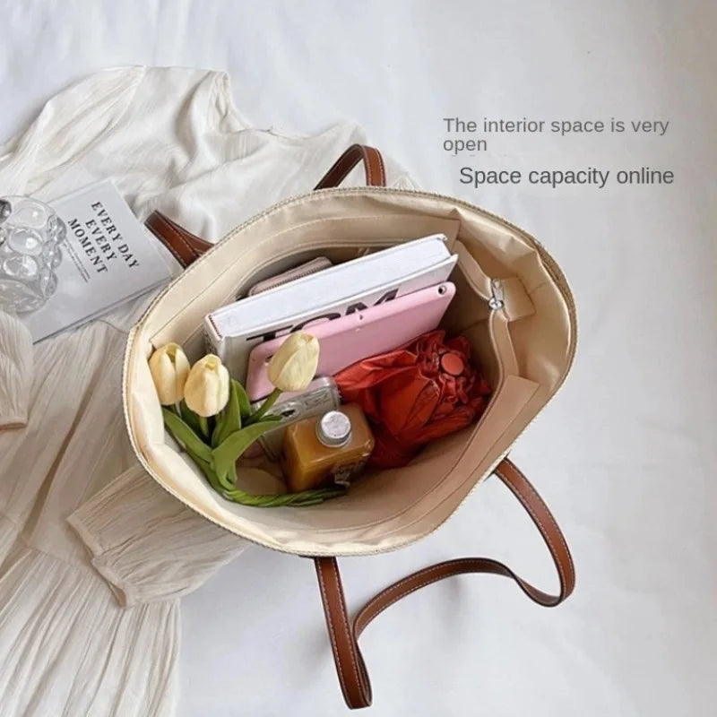 Designer Straw Shoulder Bag for Women – Vacation & Outdoor Style