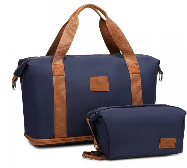 British Traveller Women's Large Expandable Weekender Overnight Duffel Bag with Toiletry Bag
