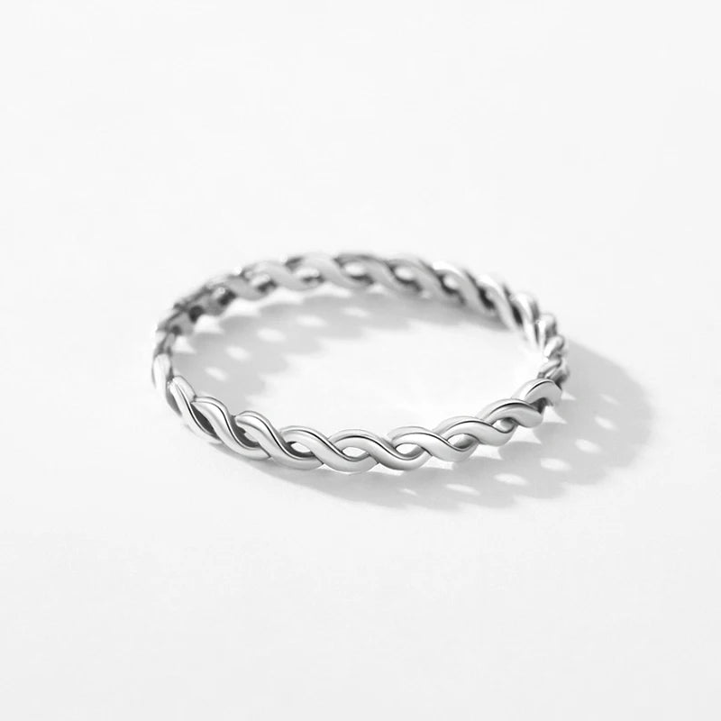 Vintage Twisted Sterling Silver Thin Ring – Minimalist Luxury Jewelry for Women