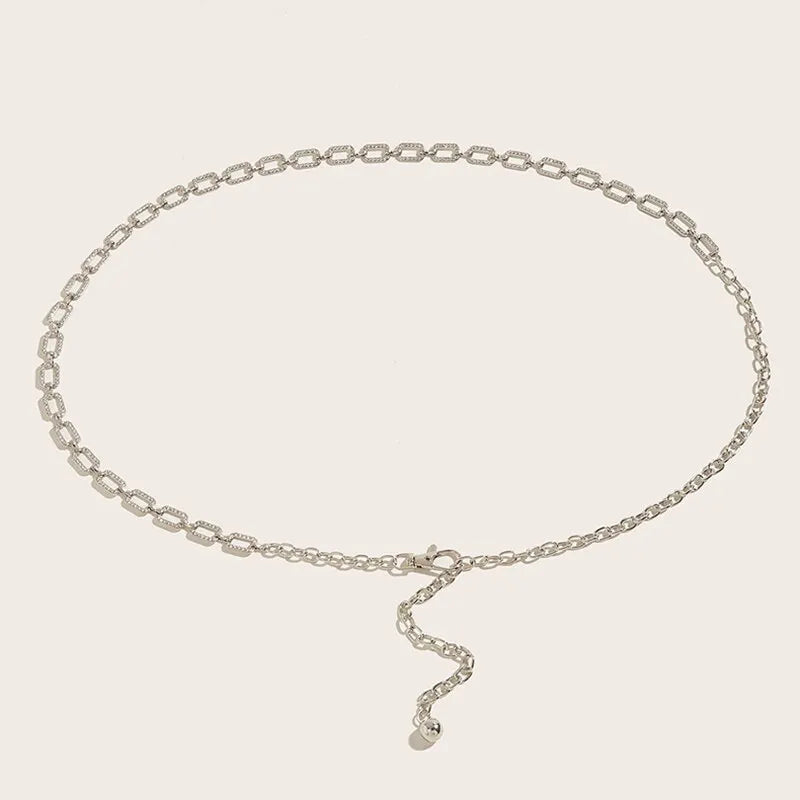 Slim Rhinestone Waist Chain for Women – Stylish Metal Belt for Dresses & Casual Looks