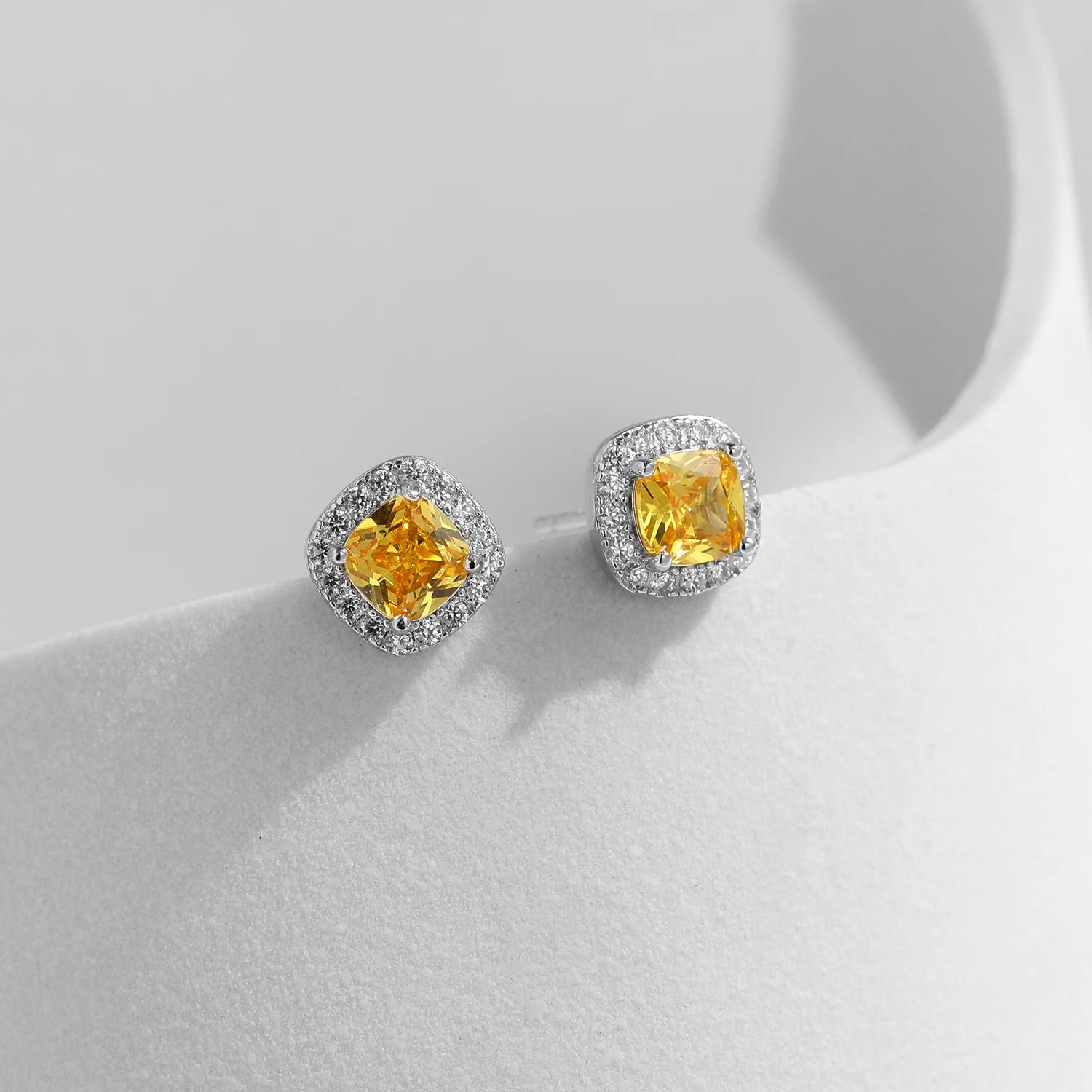 Sterling Silver Sparkling Yellow Zirconia Earrings - Fine Jewelry for Women