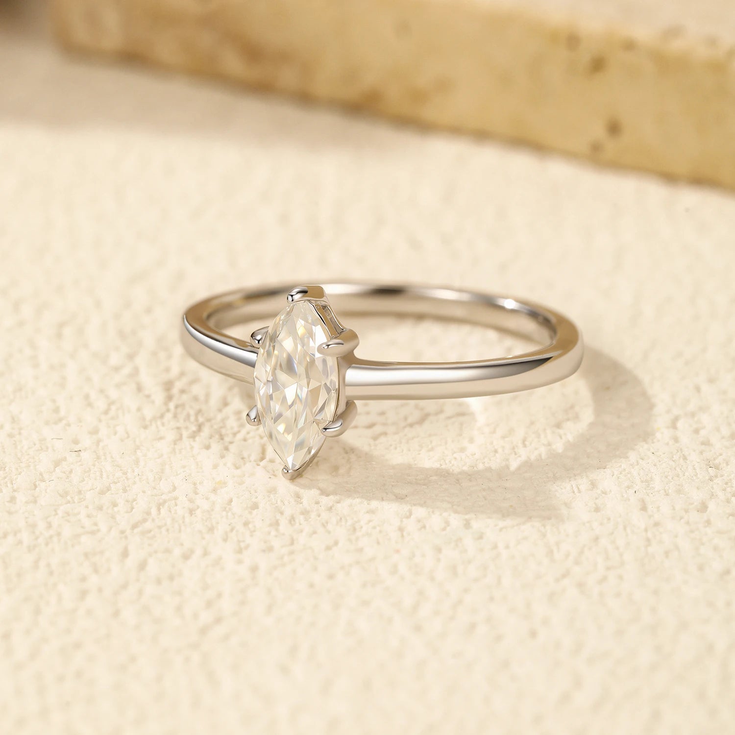 Elegant Marquise Rhombic Moissanite Ring 925 Sterling Silver Fine Jewelry