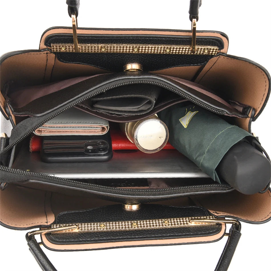 Premium Designer Shopper Bag – Leather Handbag with 3 Compartments