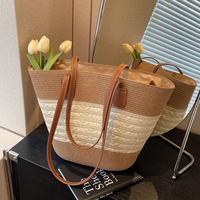 Designer Straw Shoulder Bag for Women – Vacation & Outdoor Style