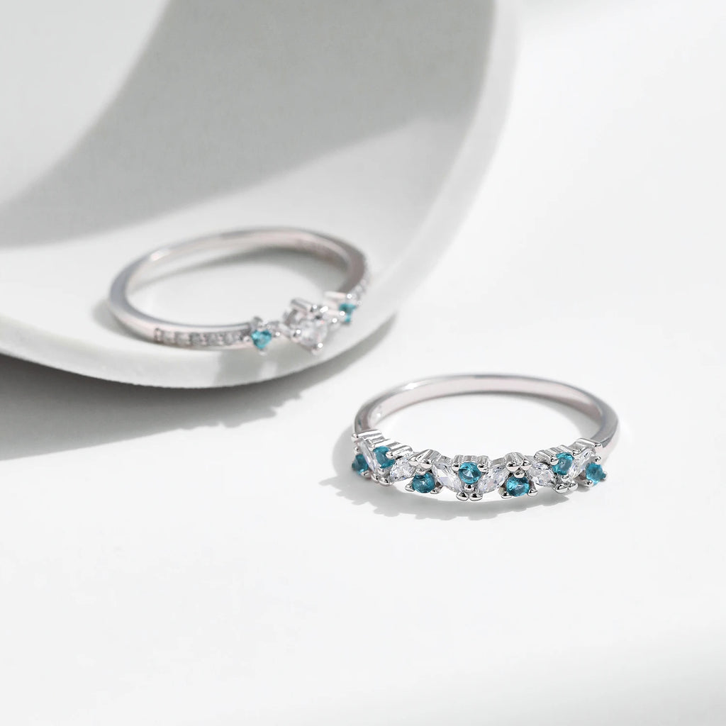 Exquisite 925 Sterling Silver Paraiba CZ Eternity Band Mint Green Ring