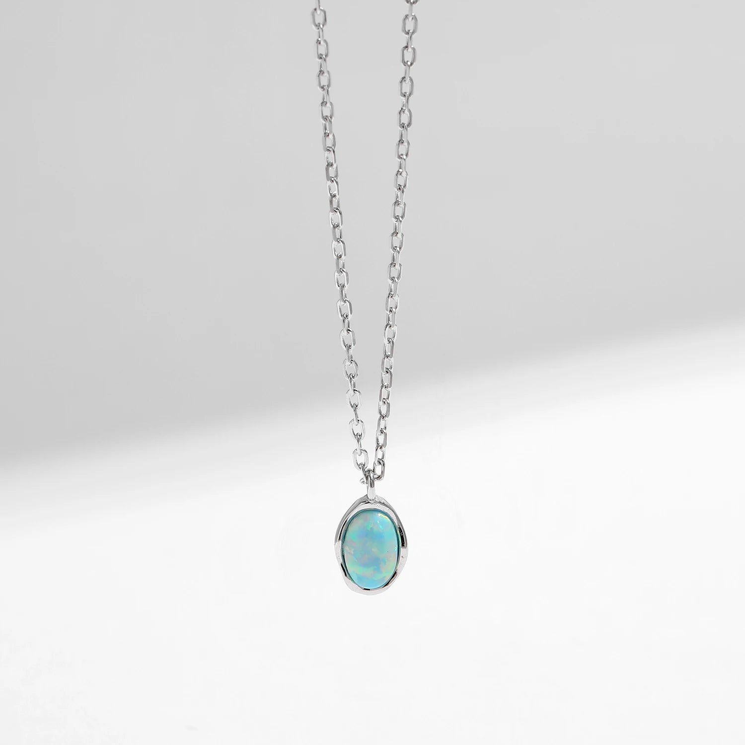 Luxury Vintage Wave Opal Necklace in Sterling Silver for Women
