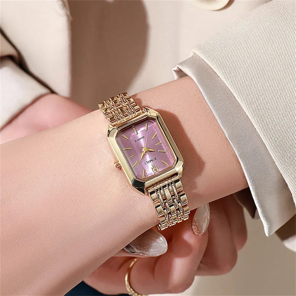 2024 New Women Watch Light Luxury Brand Stainless Steel Ladies Business Watches Female Student Fashion Quartz Wristwatches Reloj