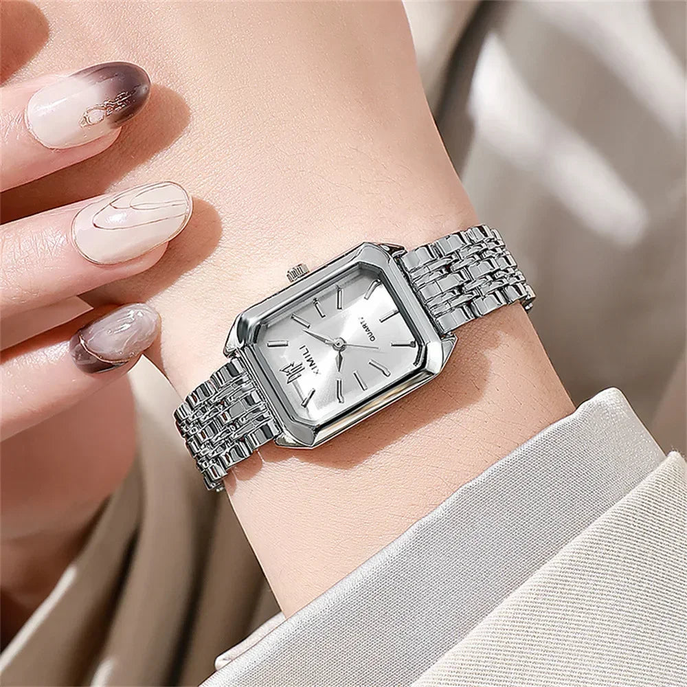 2024 New Women Watch Light Luxury Brand Stainless Steel Ladies Business Watches Female Student Fashion Quartz Wristwatches Reloj