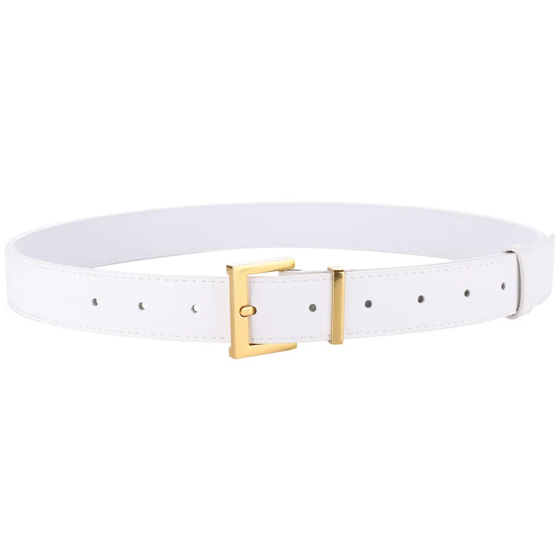 Women's PU Leather Belt – Wide Belt with Silver Buckle for Casual Outfits