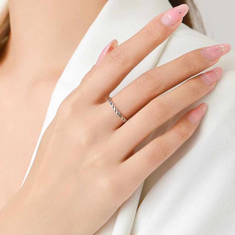 Vintage Twisted Sterling Silver Thin Ring – Minimalist Luxury Jewelry for Women