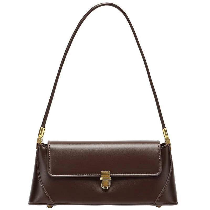 Armpit bag retro niche design high-end solid color one-shoulder portable genuine leather women's bag spring and summer versatile