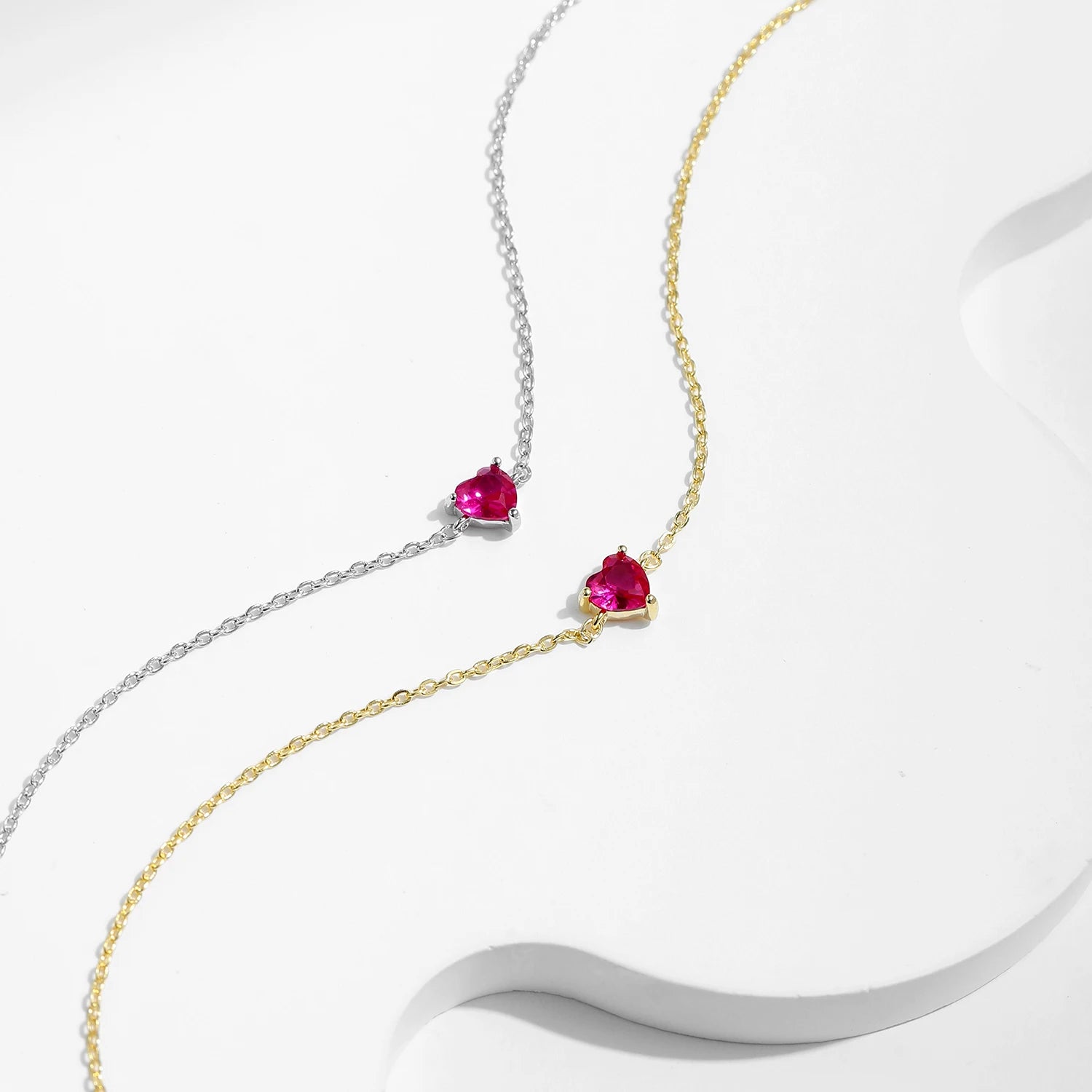 Elegant Heart Bracelet with Rose Red Zirconia – 925 Sterling Silver Luxury Jewelry