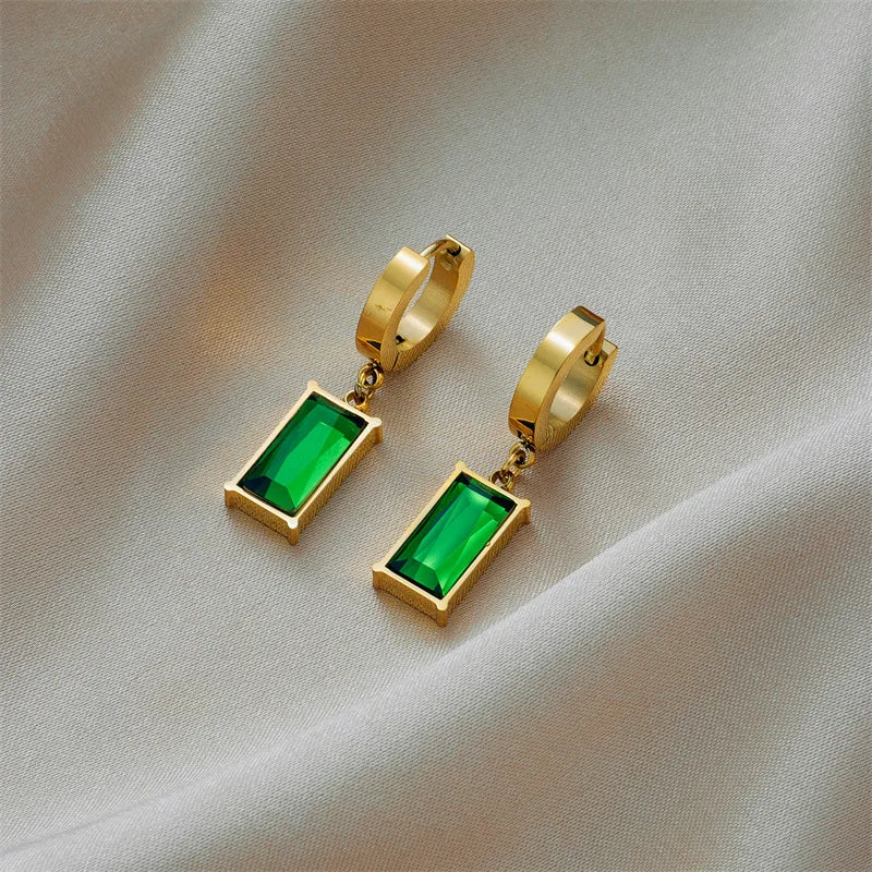 Luxury Green Crystal Zircon Jewelry Set – Necklace & Earrings for Women