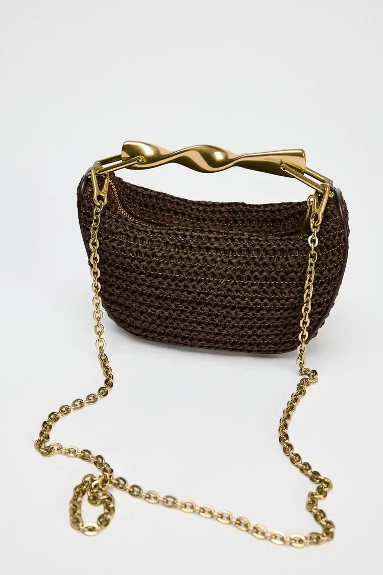 Chic Summer Straw Crossbody Bag – Half-Moon Woven Design for Stylish Women