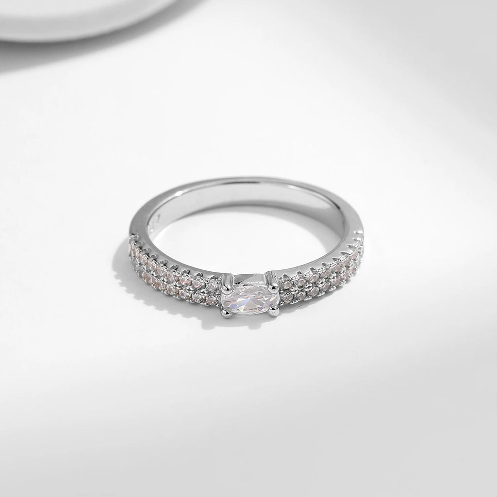 Luxury Sterling Silver Oval Zircon Finger Ring – Timeless Fine Jewelry for Women