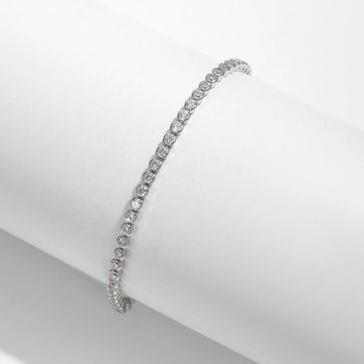 Luxury 925 Sterling Silver Round CZ Tennis Bracelet for Women