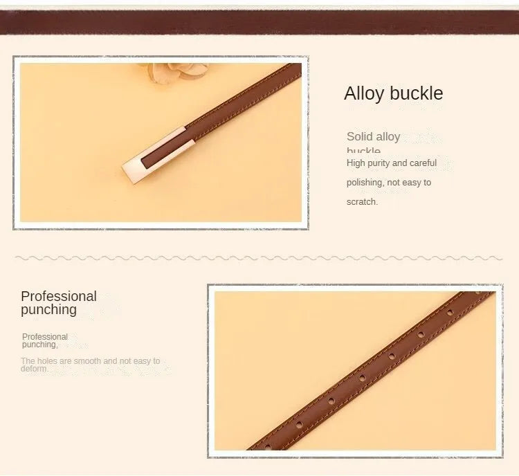 Women’s Slim PU Leather Waist Belt – Adjustable Strap with Metal Buckle for Casual or Smart Wear