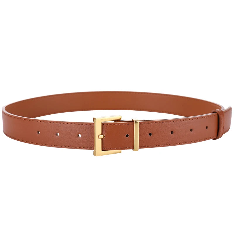 Women's PU Leather Belt – Wide Belt with Silver Buckle for Casual Outfits