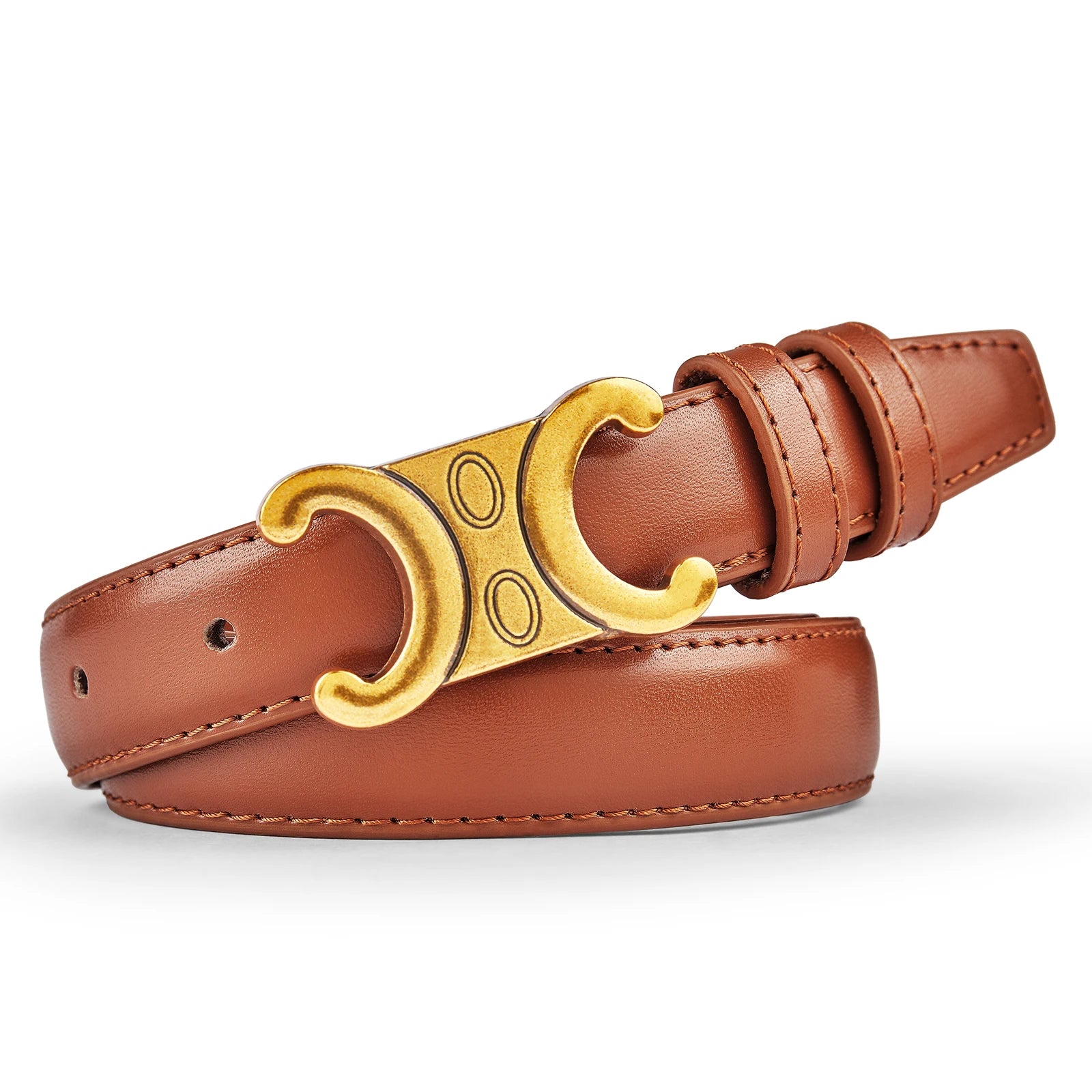 Premium Women's Leather Belt – Luxury Gold Buckle for Elegant Looks & Everyday Wear