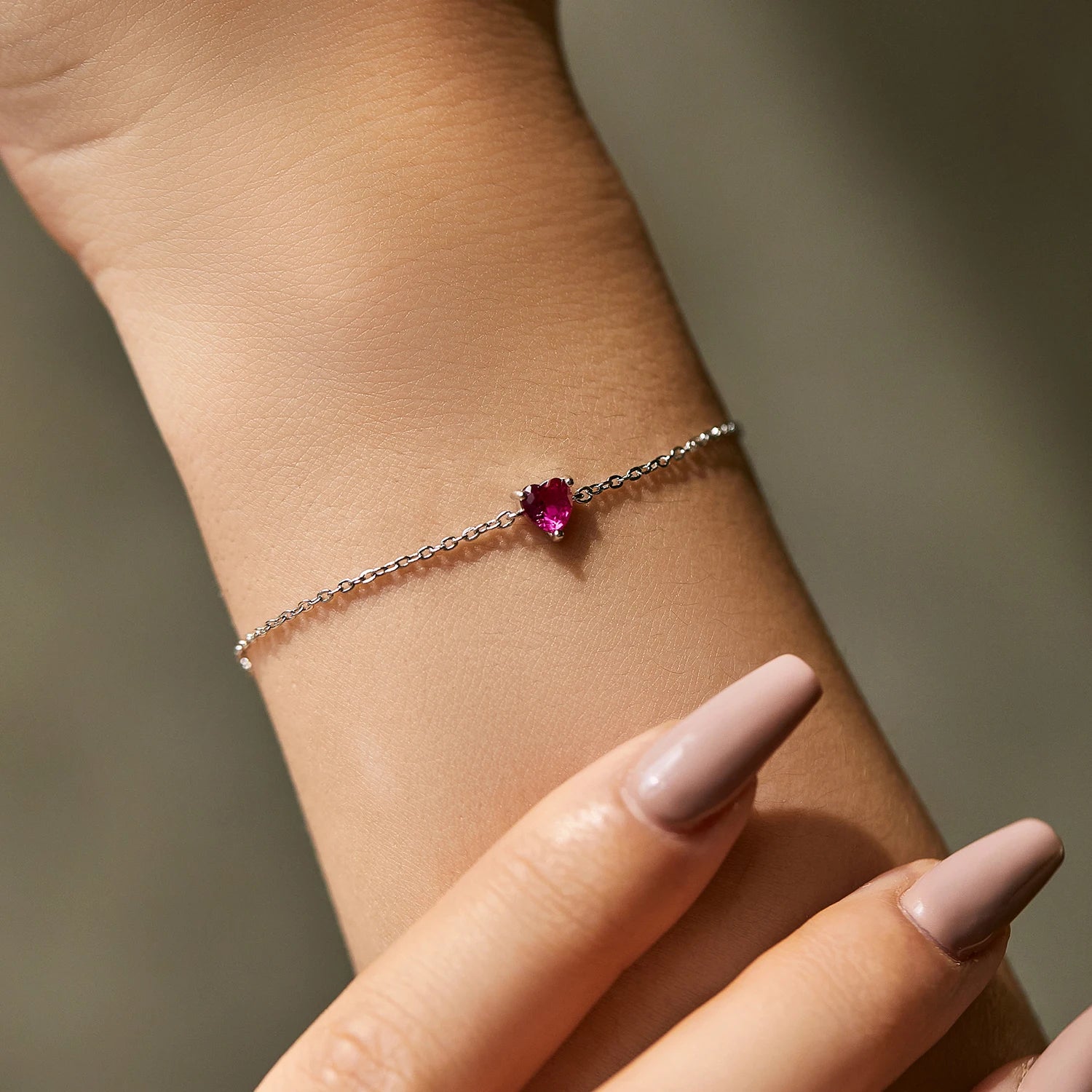 Elegant Heart Bracelet with Rose Red Zirconia – 925 Sterling Silver Luxury Jewelry
