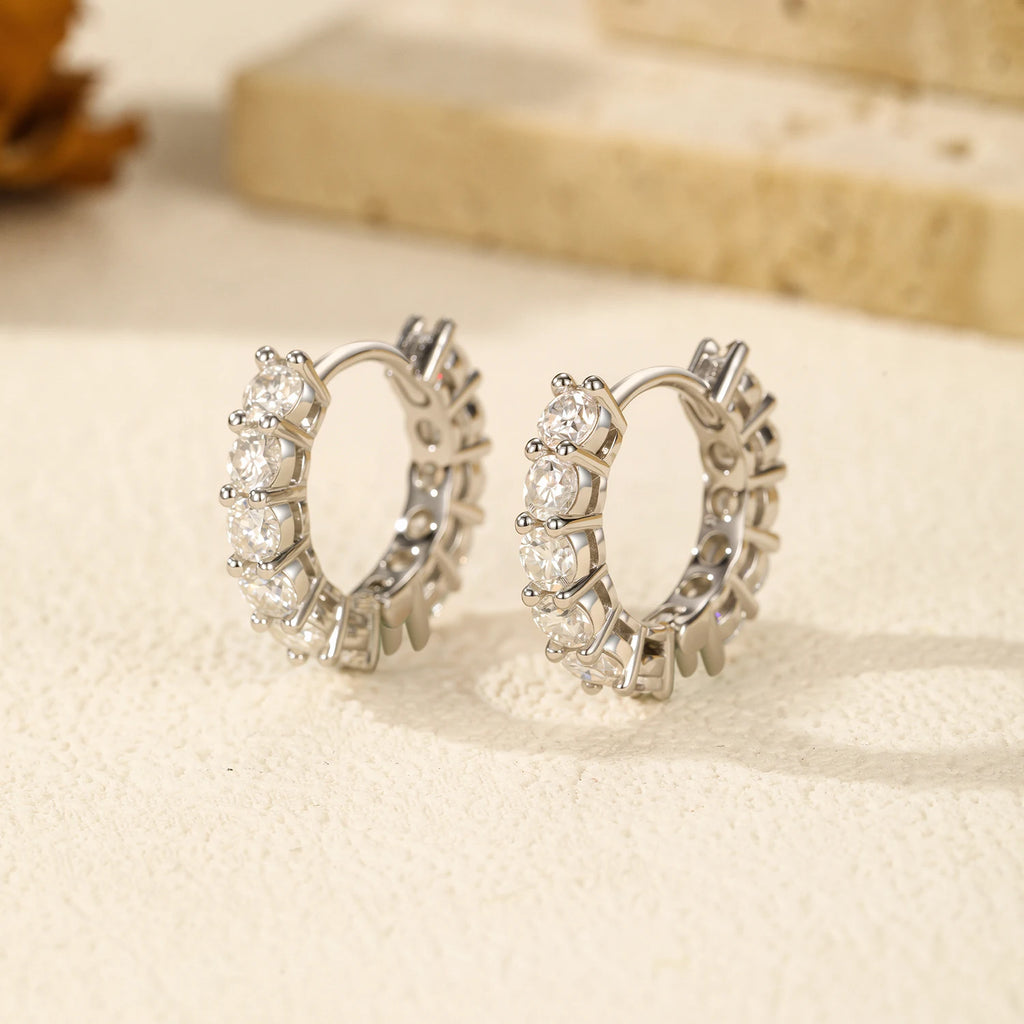 Luxury Color Moissanite Hoop Earrings - Fine Jewelry in 925 Sterling Silver