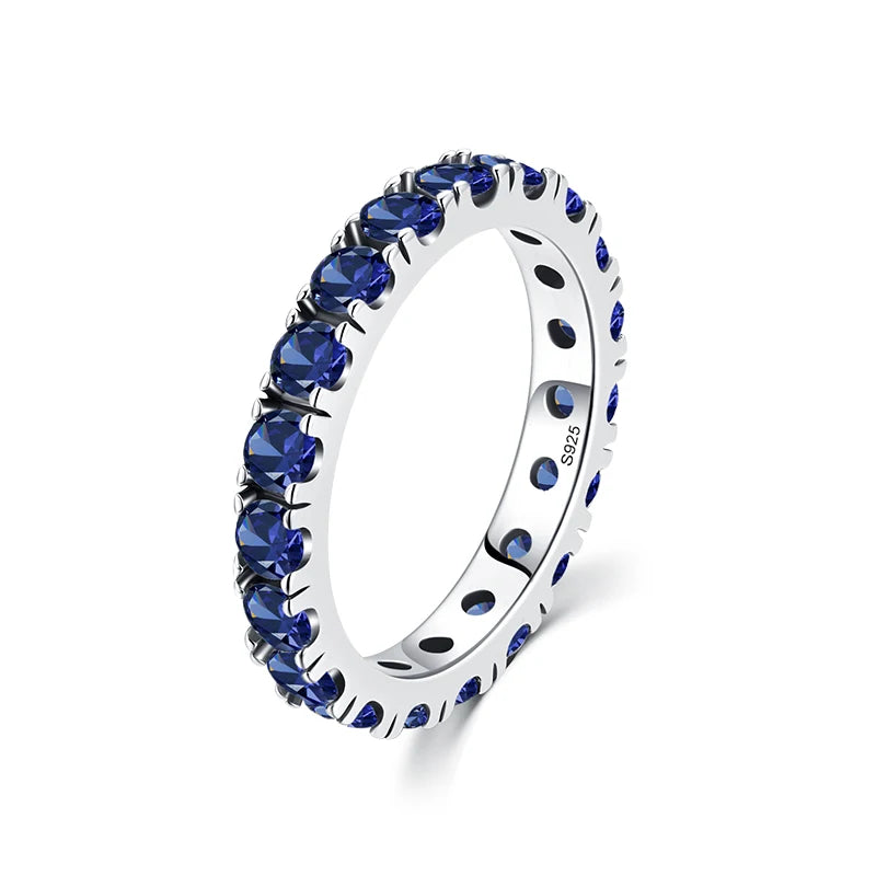 Sparkling Blue Cubic Zirconia Ring – 925 Silver Statement Ring for Women