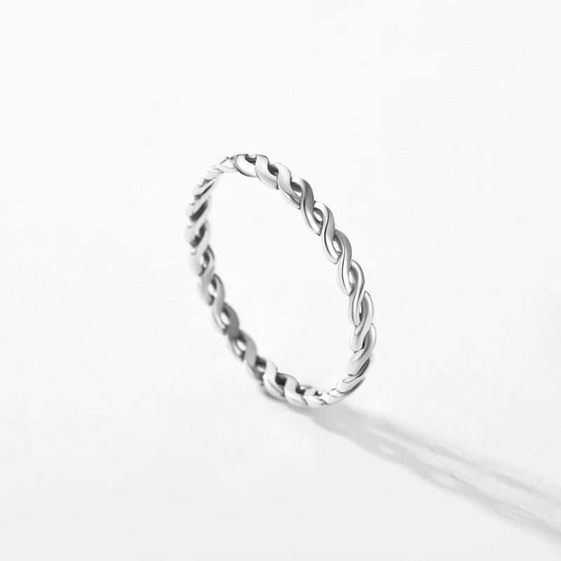 Vintage Twisted Sterling Silver Thin Ring – Minimalist Luxury Jewelry for Women