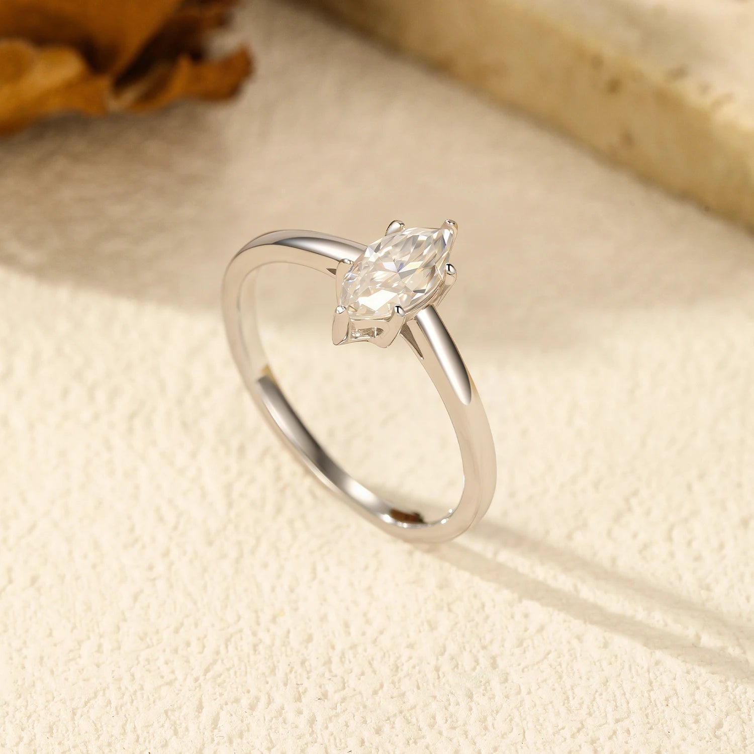 Elegant Marquise Rhombic Moissanite Ring 925 Sterling Silver Fine Jewelry