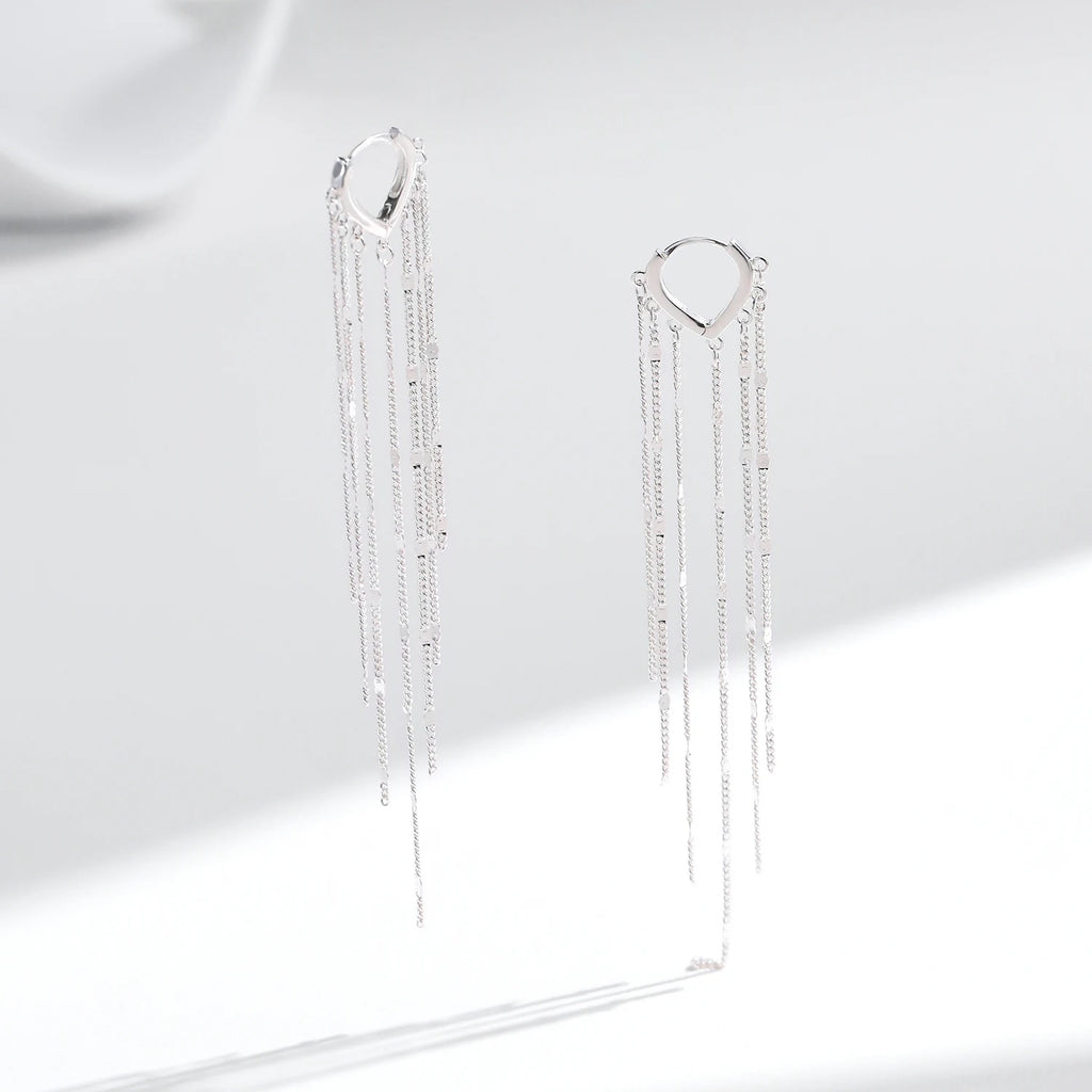 Trendy 925 Silver Tassel Earrings - Fine Jewelry for Women's Parties & Special Occasions