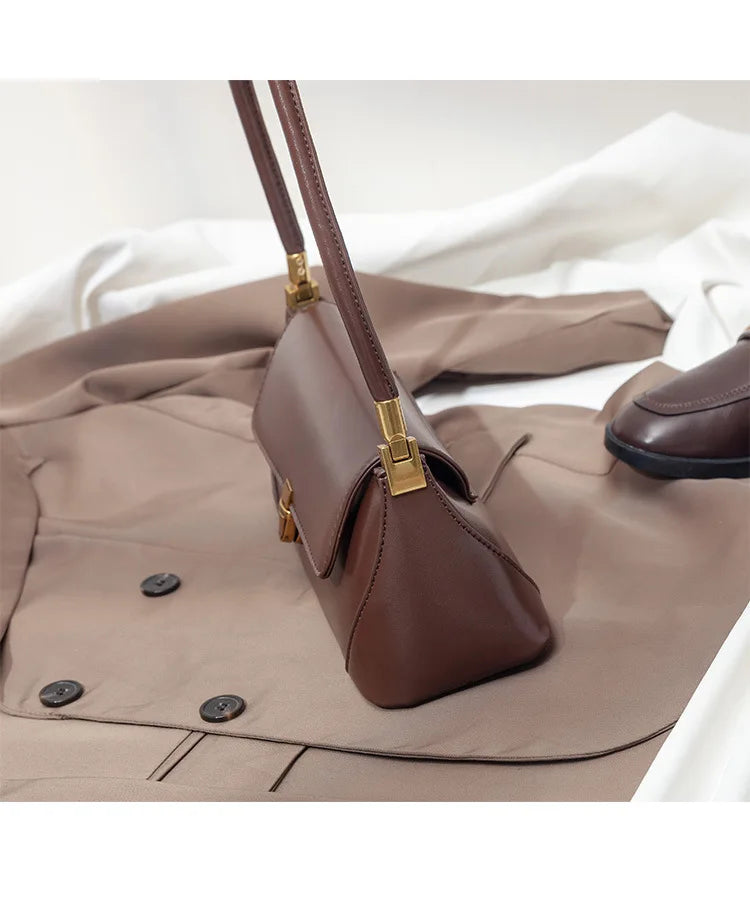Elegant Retro Leather Shoulder Bag – Vintage Luxury for Women