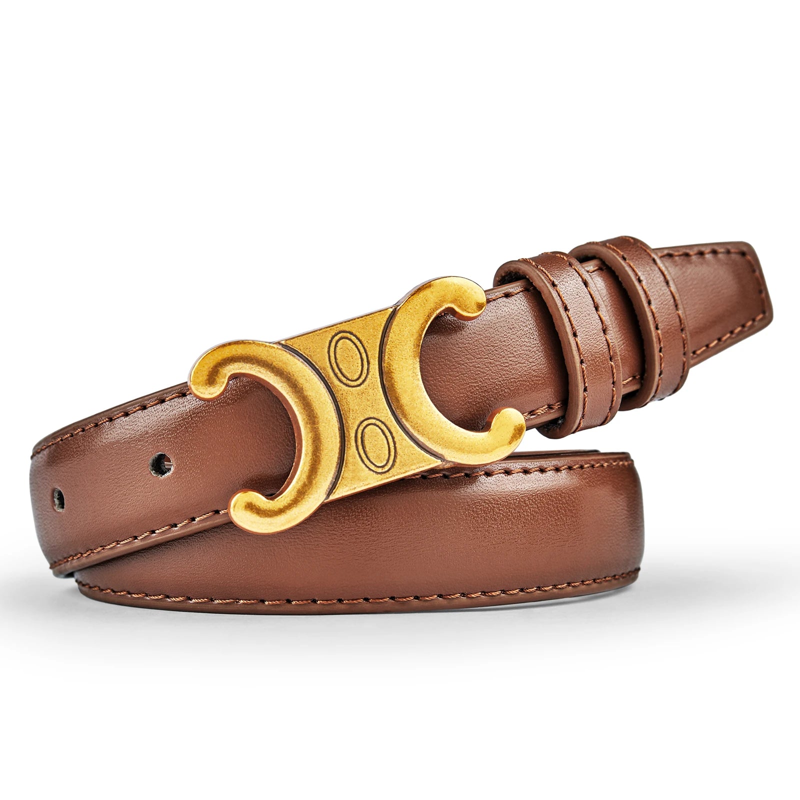 Premium Women's Leather Belt – Luxury Gold Buckle for Elegant Looks & Everyday Wear