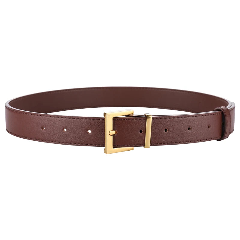 Women's PU Leather Belt – Wide Belt with Silver Buckle for Casual Outfits
