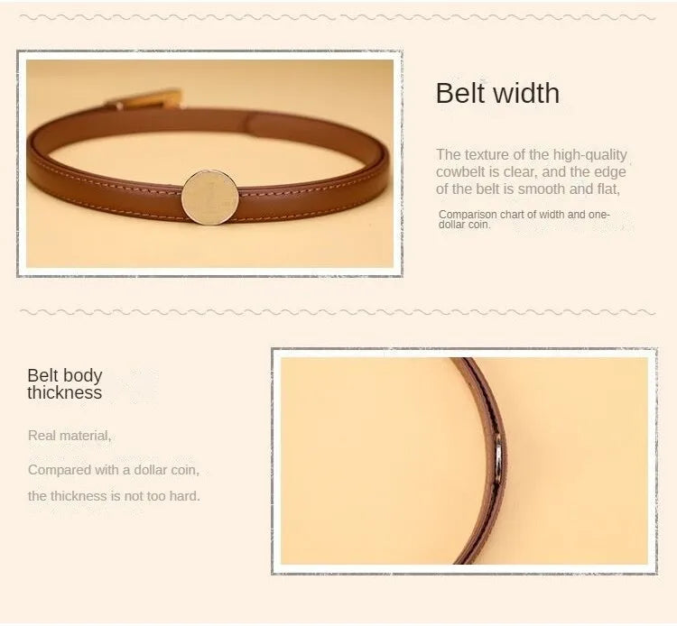 Women’s Slim PU Leather Waist Belt – Adjustable Strap with Metal Buckle for Casual or Smart Wear
