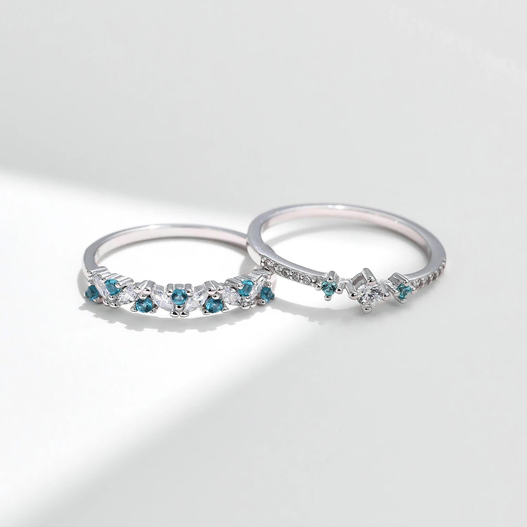 Exquisite 925 Sterling Silver Paraiba CZ Eternity Band Mint Green Ring