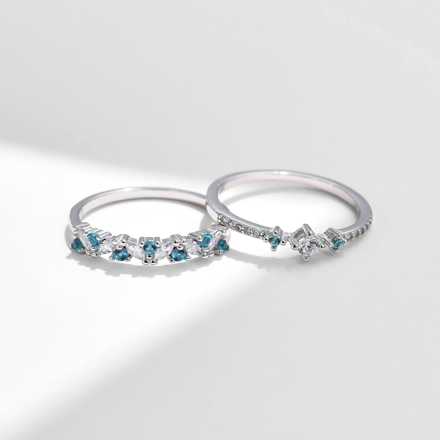 Exquisite 925 Sterling Silver Paraiba CZ Eternity Band Mint Green Ring