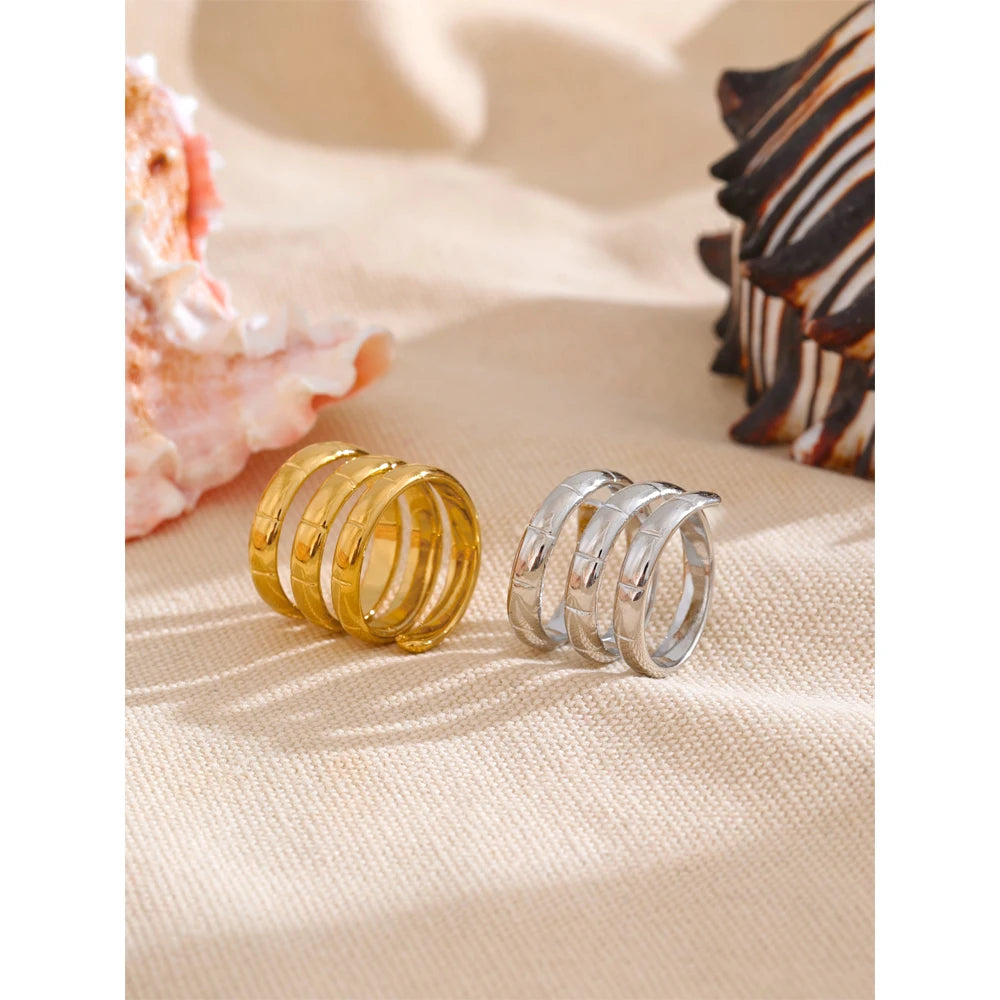 Stylish Stainless Steel Layered Wrapped Ring for Women – Chic & Durable