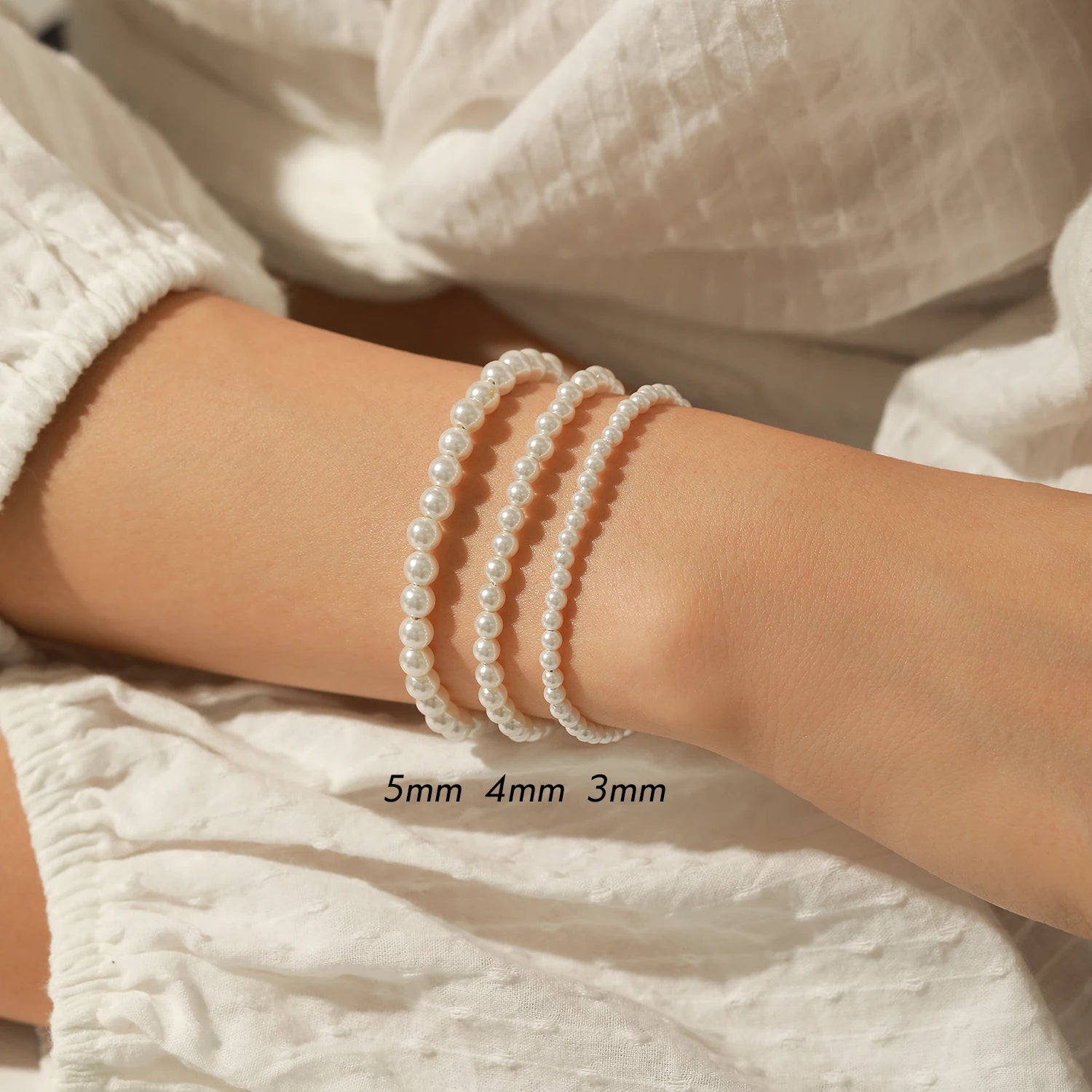 Elegant 925 Sterling Silver Stackable Shell Pearl Bracelet for Women
