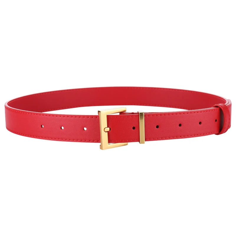 Women's PU Leather Belt – Wide Belt with Silver Buckle for Casual Outfits