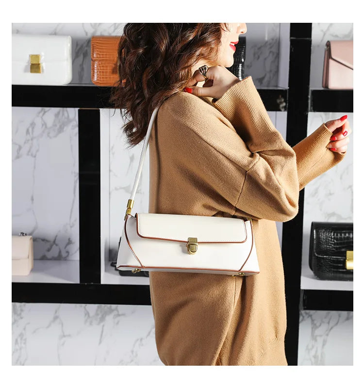 Elegant Retro Leather Shoulder Bag – Vintage Luxury for Women