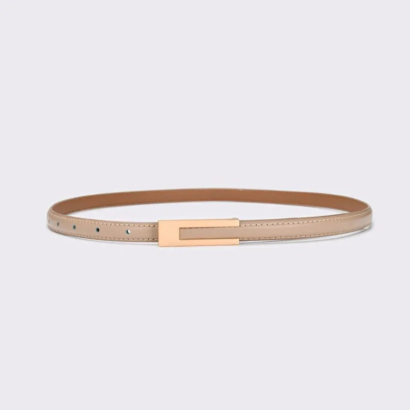 Women’s Slim PU Leather Waist Belt – Adjustable Strap with Metal Buckle for Casual or Smart Wear