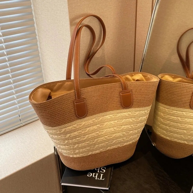 Designer Straw Shoulder Bag for Women – Vacation & Outdoor Style